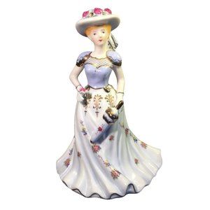 Ceramic Women Figurine 10"x7" Parasol, Hat & Gloves